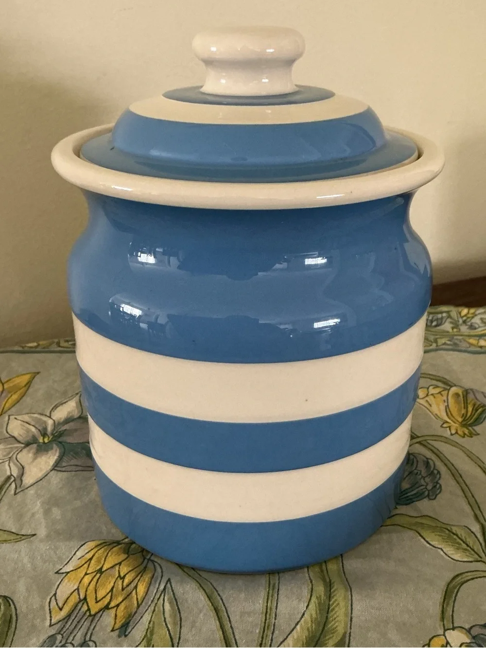 T.G. green The Original Cornish Blue Striped Canister England